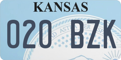 KS license plate 020BZK