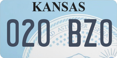 KS license plate 020BZO