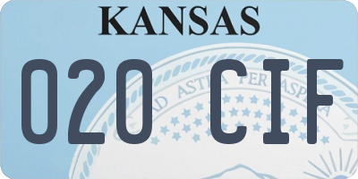 KS license plate 020CIF