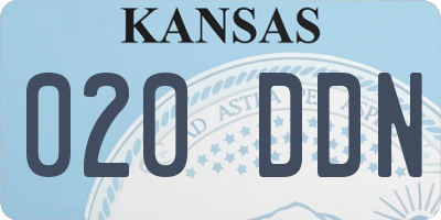KS license plate 020DDN