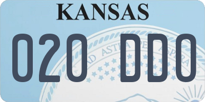 KS license plate 020DDO