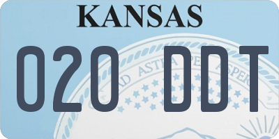 KS license plate 020DDT