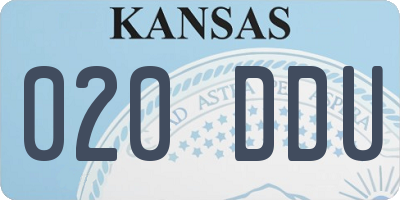 KS license plate 020DDU