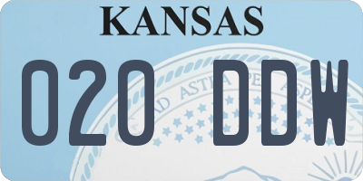 KS license plate 020DDW