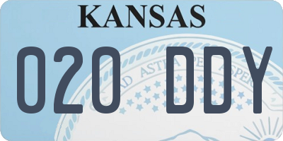 KS license plate 020DDY