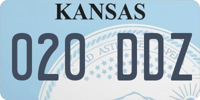 KS license plate 020DDZ