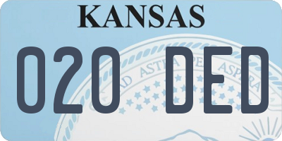 KS license plate 020DED