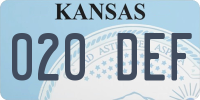 KS license plate 020DEF