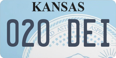 KS license plate 020DEI