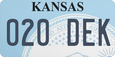 KS license plate 020DEK