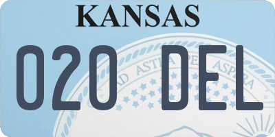 KS license plate 020DEL