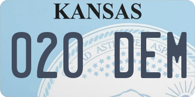 KS license plate 020DEM