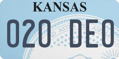 KS license plate 020DEO