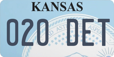 KS license plate 020DET