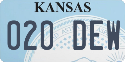 KS license plate 020DEW