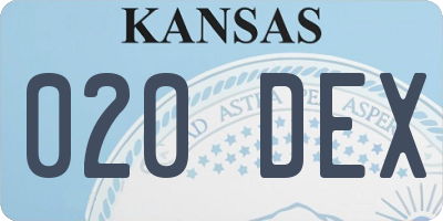 KS license plate 020DEX