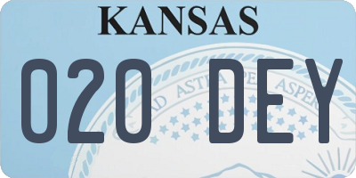 KS license plate 020DEY