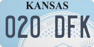 KS license plate 020DFK
