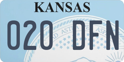 KS license plate 020DFN