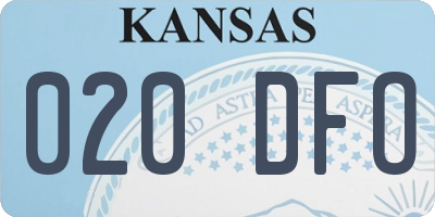 KS license plate 020DFO