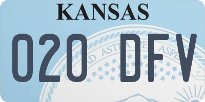KS license plate 020DFV
