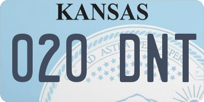 KS license plate 020DNT