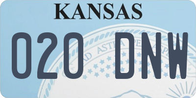 KS license plate 020DNW