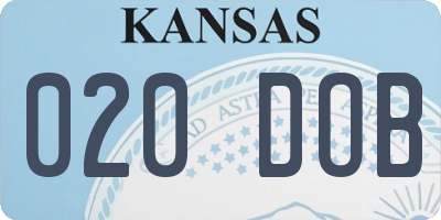 KS license plate 020DOB