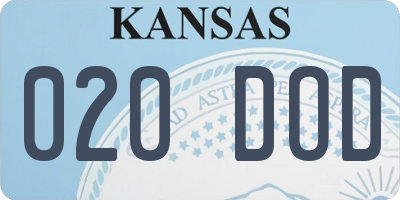 KS license plate 020DOD