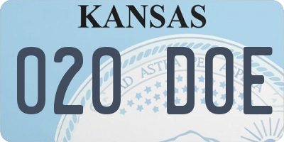 KS license plate 020DOE