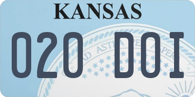KS license plate 020DOI