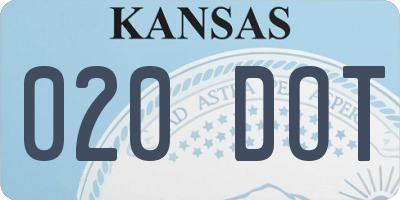 KS license plate 020DOT