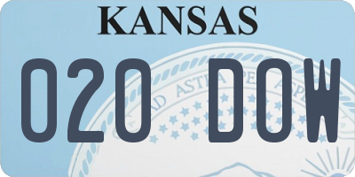 KS license plate 020DOW