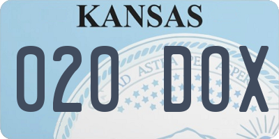 KS license plate 020DOX