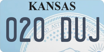 KS license plate 020DUJ