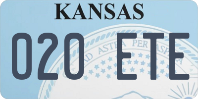 KS license plate 020ETE