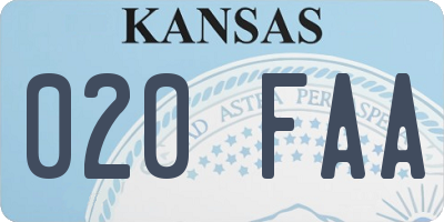 KS license plate 020FAA