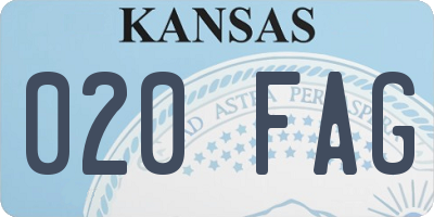 KS license plate 020FAG