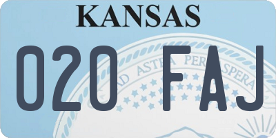 KS license plate 020FAJ