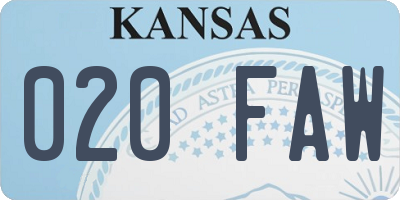 KS license plate 020FAW