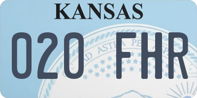 KS license plate 020FHR