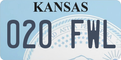 KS license plate 020FWL