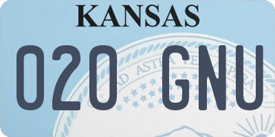 KS license plate 020GNU