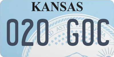 KS license plate 020GOC