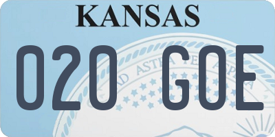 KS license plate 020GOE