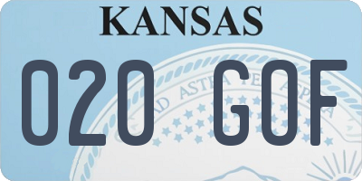 KS license plate 020GOF
