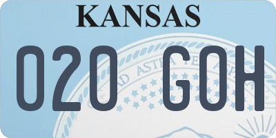KS license plate 020GOH