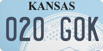 KS license plate 020GOK