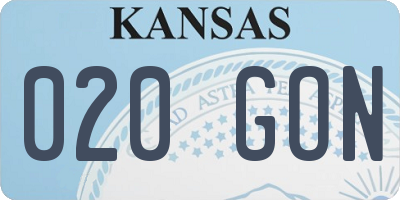 KS license plate 020GON