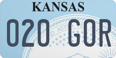 KS license plate 020GOR